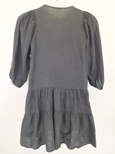 Second-Hand - Little Lies Midi Linen Puff Dress Size 14 - SwapUp