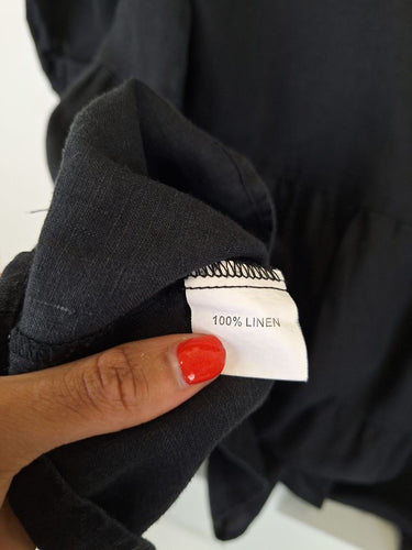 Second-Hand - Little Lies Midi Linen Puff Dress Size 14 - SwapUp