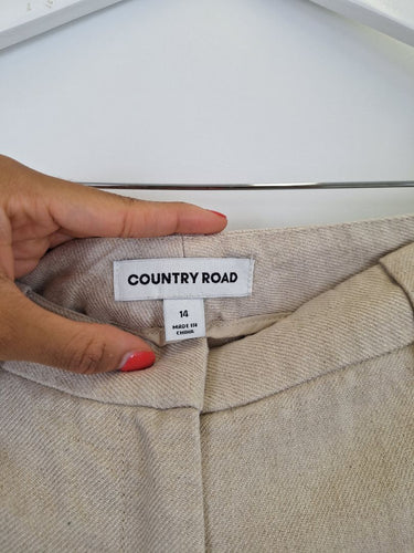 Second-Hand - Country Road Beige Linen Heavyweight Pants Size 14 - SwapUp