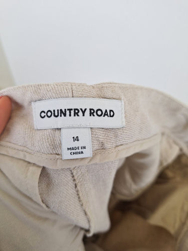 Second-Hand - Country Road Beige Linen Heavyweight Pants Size 14 - SwapUp
