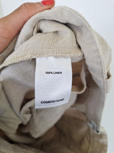 Second-Hand - Country Road Beige Linen Heavyweight Pants Size 14 - SwapUp