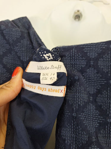 Second-Hand - White Stuff Diamond Stitch Navy Dress Size 14 - SwapUp