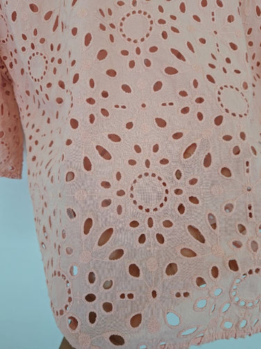 Second-Hand - Country Road Salmon Broderie Anglaise Top Size 10 - SwapUp