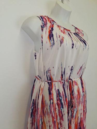 Second-Hand - Simply Vera Bright Summery Tied Midi Dress Size 14 - SwapUp