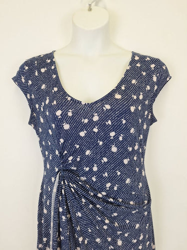 Second-Hand - Leona Edmiston Flattering Navy Draped Mini Dress Size 14 - SwapUp