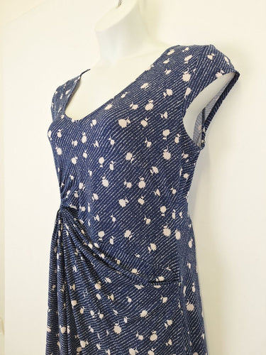 Second-Hand - Leona Edmiston Flattering Navy Draped Mini Dress Size 14 - SwapUp