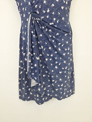 Second-Hand - Leona Edmiston Flattering Navy Draped Mini Dress Size 14 - SwapUp