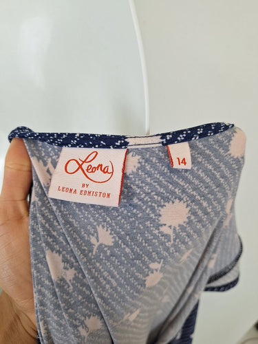 Second-Hand - Leona Edmiston Flattering Navy Draped Mini Dress Size 14 - SwapUp