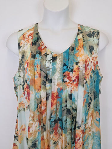 Second-Hand - Blue Illusion Floaty Mottled Silk Midi Dress Size XL - SwapUp