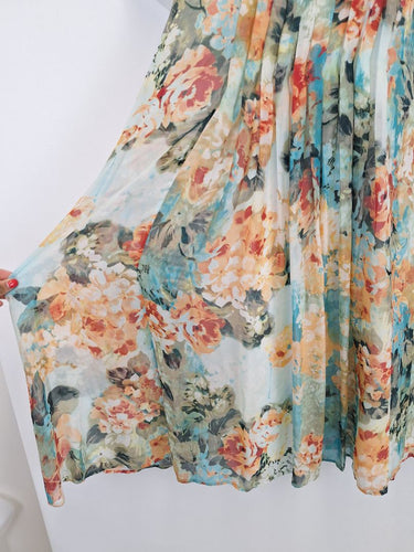 Second-Hand - Blue Illusion Floaty Mottled Silk Midi Dress Size XL - SwapUp