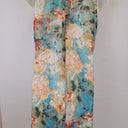 Second-Hand - Blue Illusion Floaty Mottled Silk Midi Dress Size XL - SwapUp