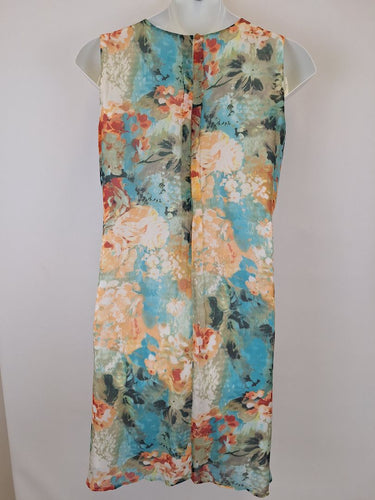 Second-Hand - Blue Illusion Floaty Mottled Silk Midi Dress Size XL - SwapUp