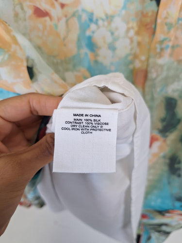 Second-Hand - Blue Illusion Floaty Mottled Silk Midi Dress Size XL - SwapUp