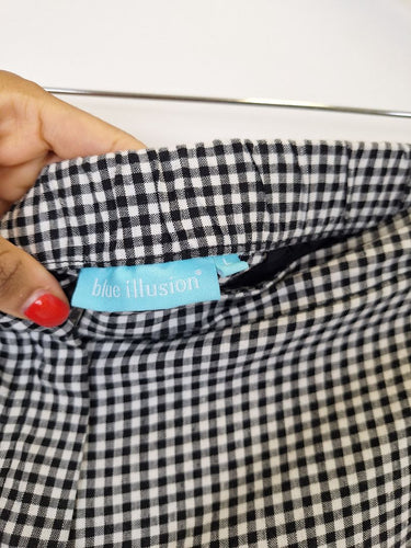 Second-Hand - Blue Illusion Preppy Gingham Casual Pants Size L - SwapUp