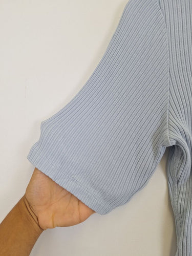 Second-Hand - Country Road Ribbed Soft Blue Half Sleeve Top Size L - SwapUp