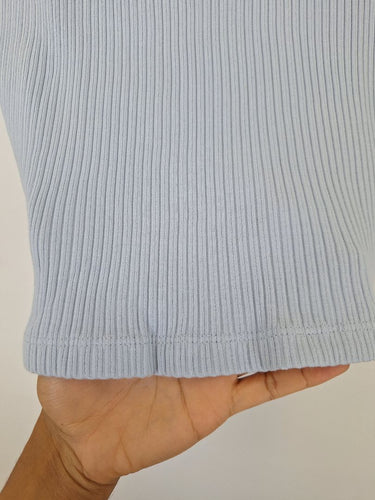 Second-Hand - Country Road Ribbed Soft Blue Half Sleeve Top Size L - SwapUp