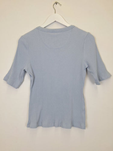 Second-Hand - Country Road Ribbed Soft Blue Half Sleeve Top Size L - SwapUp