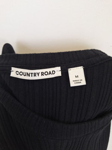 Second-Hand - Country Road Black Night Ribbed Midi Dress Size M - SwapUp