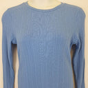 Second-Hand - Country Road Blue Ribbed Long Sleeve Midi Dress Size L - SwapUp
