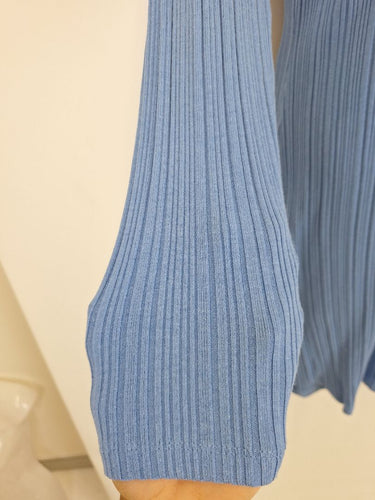 Second-Hand - Country Road Blue Ribbed Long Sleeve Midi Dress Size L - SwapUp
