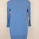Second-Hand - Country Road Blue Ribbed Long Sleeve Midi Dress Size L - SwapUp