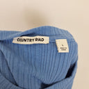 Second-Hand - Country Road Blue Ribbed Long Sleeve Midi Dress Size L - SwapUp