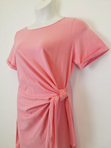 Second-Hand - Sézane Bubblegum Pink Side Tie T-Shirt Dress Size XL - SwapUp