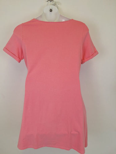 Second-Hand - Sézane Bubblegum Pink Side Tie T-Shirt Dress Size XL - SwapUp