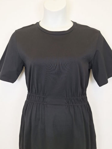 Second-Hand - Country Road Black Ruched Waist T-Shirt Dress Size M - SwapUp
