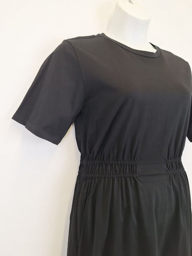 Second-Hand - Country Road Black Ruched Waist T-Shirt Dress Size M - SwapUp