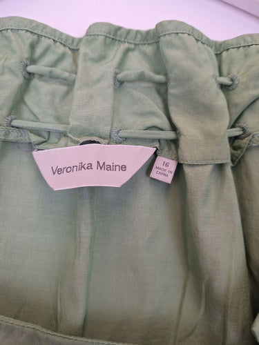 Second-Hand - Veronika Maine Elevated Sage Ruched Top Size 16 - SwapUp