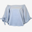 Second-Hand - Witchery Luxe Baby Blue Off The Shoulder Top Size 14 - SwapUp