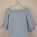 Second-Hand - Witchery Luxe Baby Blue Off The Shoulder Top Size 14 - SwapUp
