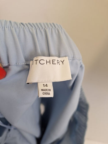 Second-Hand - Witchery Luxe Baby Blue Off The Shoulder Top Size 14 - SwapUp