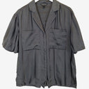 Second-Hand - Country Road Charcoal Satin Stripe Shirt Size 10 - SwapUp