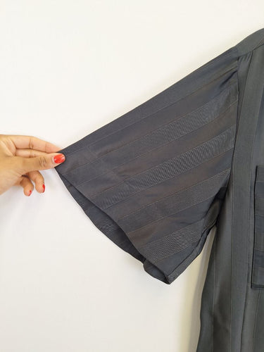 Second-Hand - Country Road Charcoal Satin Stripe Shirt Size 10 - SwapUp