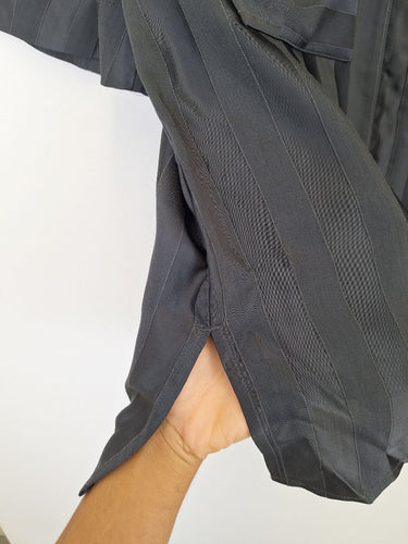 Second-Hand - Country Road Charcoal Satin Stripe Shirt Size 10 - SwapUp