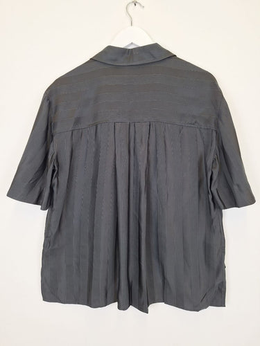 Second-Hand - Country Road Charcoal Satin Stripe Shirt Size 10 - SwapUp