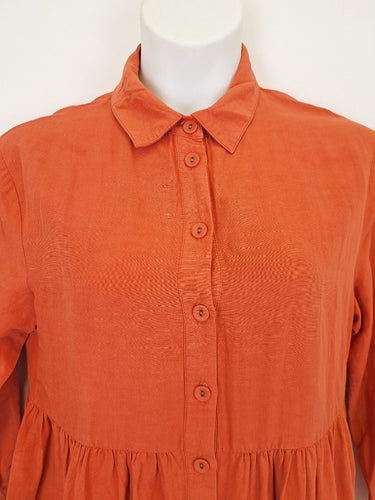 Second-Hand - Auguste Rust Airy Button Up Midi Dress Size 10 - SwapUp