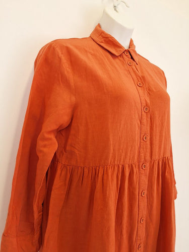 Second-Hand - Auguste Rust Airy Button Up Midi Dress Size 10 - SwapUp