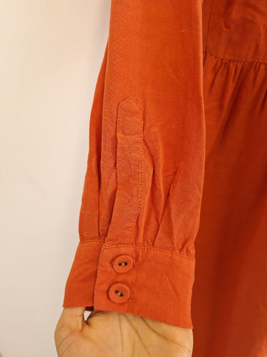 Second-Hand - Auguste Rust Airy Button Up Midi Dress Size 10 - SwapUp