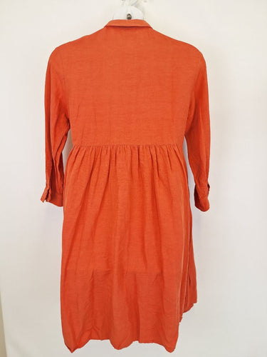 Second-Hand - Auguste Rust Airy Button Up Midi Dress Size 10 - SwapUp