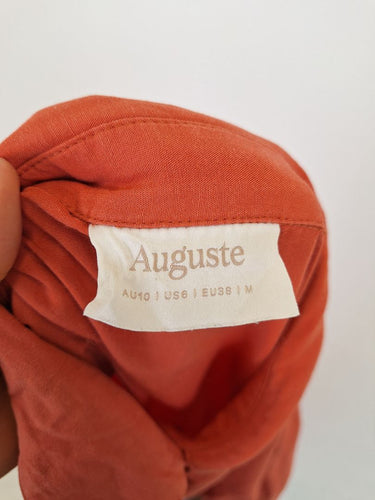 Second-Hand - Auguste Rust Airy Button Up Midi Dress Size 10 - SwapUp