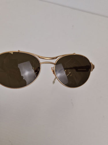 Second-Hand - Assorted Brands Gold Sleek Oval Sunglasses - SwapUp