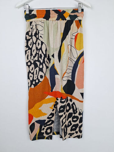 Second-Hand - Conditions Apply Abstract Print Midi Skirt Size XS - SwapUp