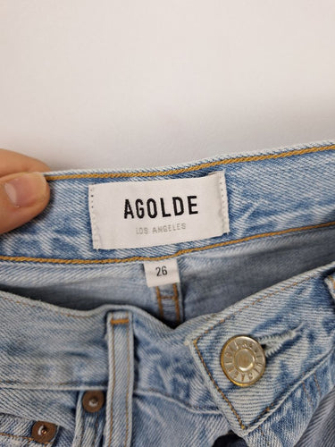 Second-Hand - Agolde Light Wash High Waisted Jeans Size 8 - SwapUp