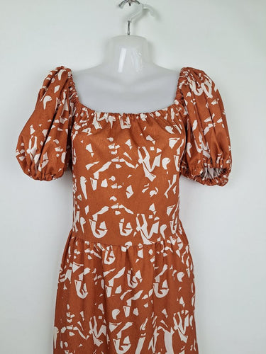 Second-Hand - Assorted Sandstone Puff Sleeve Midi Dress Size S - SwapUp