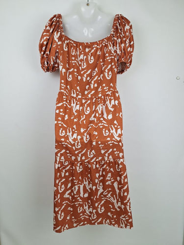 Second-Hand - Assorted Sandstone Puff Sleeve Midi Dress Size S - SwapUp