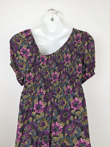 Second-Hand - Something 4 Olivia Pretty Shirred Asymmetric Midi Dress Size 16 - SwapUp