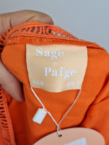 Second-Hand - Sage + Paige Tangerine Summer Event Mini Dress Size 8 - SwapUp